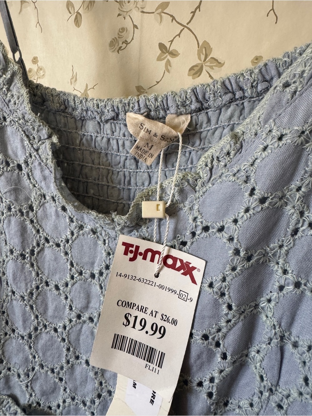 Light Blue Eyelet Tiered Sundress - Picture 3 of 4